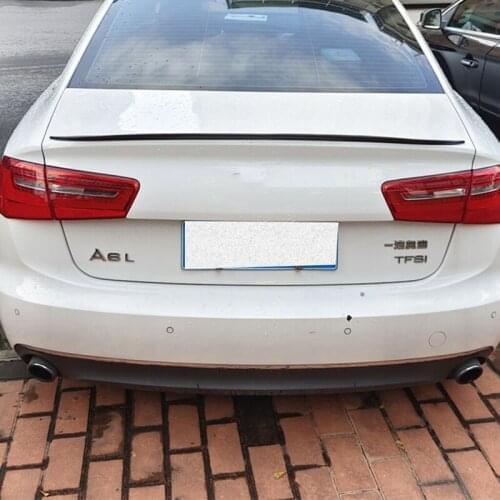 CEYUSOT For OLD Audi A6 C7 Sedan Accessories Spoiler Car Trunk PU Material Rear Lip Wing Tail Diffuser Refit V Style 2012-2018