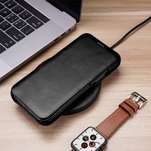 LANGSIDI Luxury Genuine leather Flip cover case For Iphone 12 pro max 11 Pro xr 8plus 6s xs max protection book case black