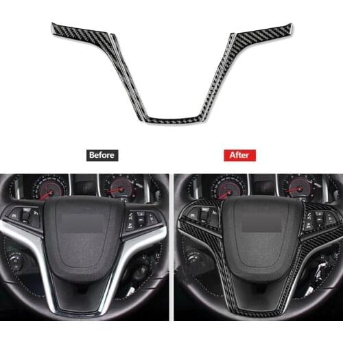 Carbon Fiber Car Steering Wheel Button Cover Trim Control Button Frame Cover Accessories Fit For Chevrolet Camaro 2010-2015