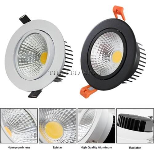 Black white Dimmable Led downlight light COB Ceiling Spot Light 5W 7W 9W 12W 85-265V ceiling recessed Lights Indoor Lighting