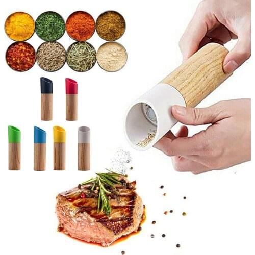 Wooden Salt And Pepper Mill Spice Nuts Mills Handheld Seasoning Grinder Bottle Cooking Home Decoration Kitchen BBQ Tools