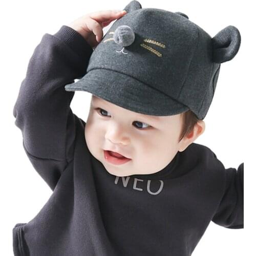 Baby Spring Fall Sun Hat Solid Color 3D Mouse Baseball Cap BP49