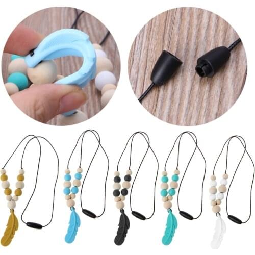 Baby Infant Silicone Feather Jewelry Teething Necklace Baby Nursing Chewing Toys XX9E
