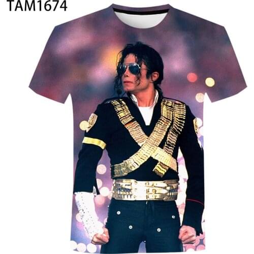 Michael Jackson 2021 summer new mens and womens short sleeve T-shirt 3D printing street fashion childrens hip hop Sports Top