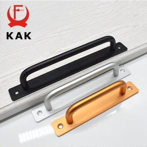 KAK Black Door Handles Aluminium Alloy Kitchen Door Pulls Balcony Bedroom Silver White Furniture Handle Door Hardware