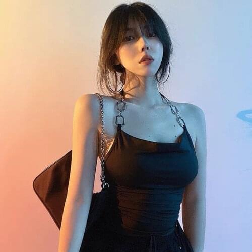 Cyber Y2k Drawstring Tank Top Women Summer 2021 Black Ves Cami Sexy Halter Neck Backless Spaghetti Strap Laced Up Tied Crop Top