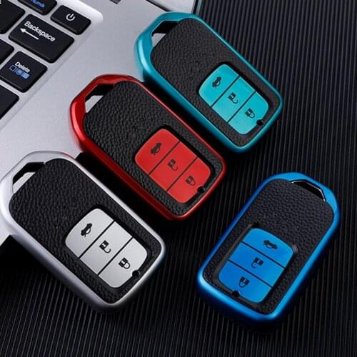 Leather TPU Car Smart 2/3/4 Button Key Cover Case Shell for Honda Accord Civic City Crider CRV CR-V Jade XR-V Odyssey Vezel