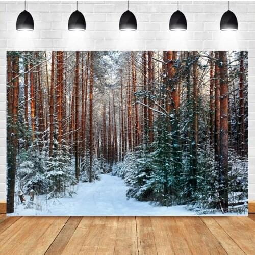 Laeacco Christmas Winter Forest Snow Scene Natural Landscape Photographic Backdrop Photo Photography Background For Photo Studio