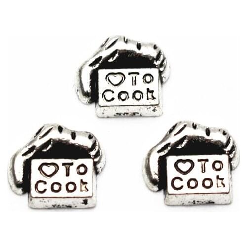 Hot selling 10pcs/lot l love to cook floating charms silver Alloy charms living glass memory lockets DIY Jewelry