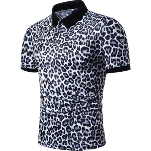 2021 Summer Casual T Shirt Men Short Sleeve Turn Down Collar Slim Fit Leple Shirt for Men