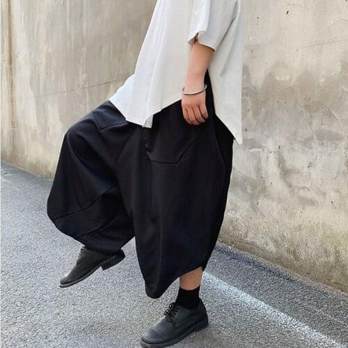 Summer dark Yamamoto Style Mens crotch pants hairdresser skirt pants trendy young mens Lantern Pants