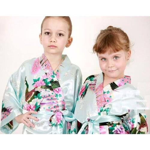 13colors set of wedding Floral kiminos Bride Bridesmaid satin silk pajamas robes flower girl Dressing Gowns party favors gifts