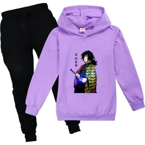 2020 New Sport Long Sleeve Toddler Girl Fall Clothes Anime Demon Slayer Kids Children Boy Clothing Set Matching Family Outfits