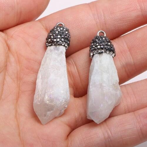 New Natural Stone Pendant Irregular Type Clear Quartzs Faceted Pendant Necklace For DIY Jewelry Best Birthday Gift Size 10x30mm