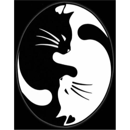 New Year Embroidery 5D DIY Square/Round Full Yin Yang Cat Cross Stitch Diamond Painting Art Design Crafts Home Decor FC642