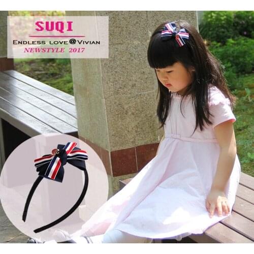SUQI Kids ribbon Striped high quality Bows Cute Hair Hoop Fashion Headband Accessory for Children Girls Birthday Gifts 2019