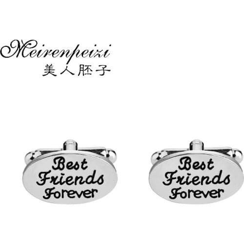 Personalized Best Friend Forever Cufflinks Engraved Wedding Cufflinks Oval Cuff Link Gifts for Him Gift BFF Mens Cuff Button