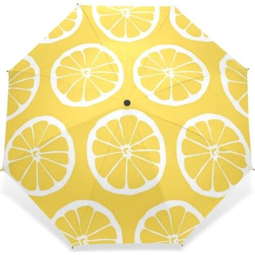 Fully Automatic Orange Umbrella Cute Fruit Pattern Folding Rainy Yellow Women Umbrella for Children Rain Umbrellas