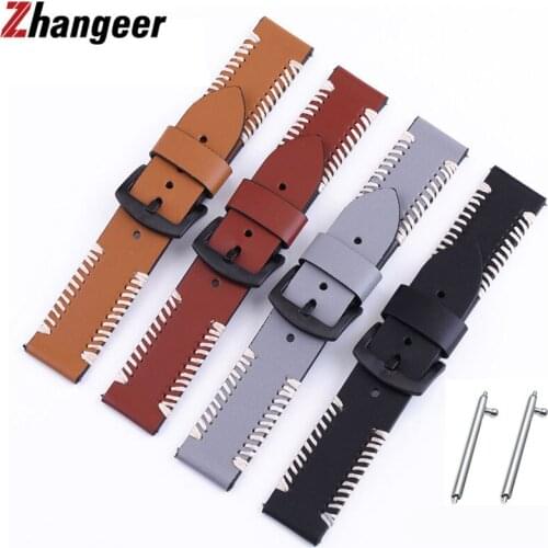 Genuine Leather Watchband 20mm 22mm 24mm 26mm Quick Release Straps For Samsung Active 2 Huawei moto360 II Watch Accessories Band