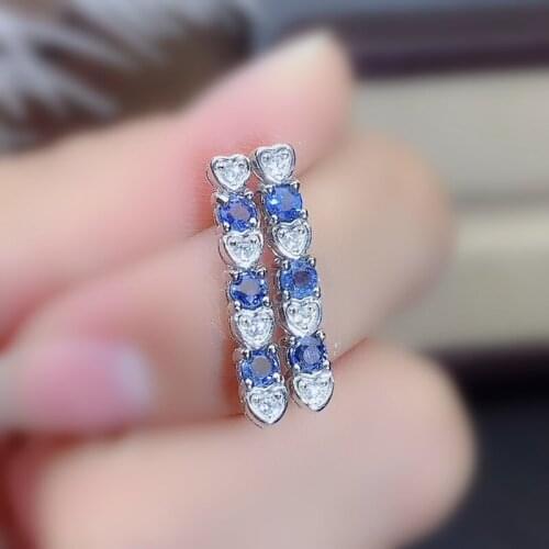 Natural real sapphire love heart style stud earring Per jewelry 0.15ct*6pcs gemstone 925 sterling silver Fine jewelry J2081310