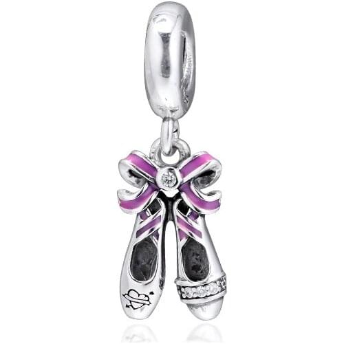 CKK 925 Sterling Silver Beads Punk Ballerina Shoes Dangle Charms Fit Pandora Bracelet Women DIY Jewelry Making Wholesale