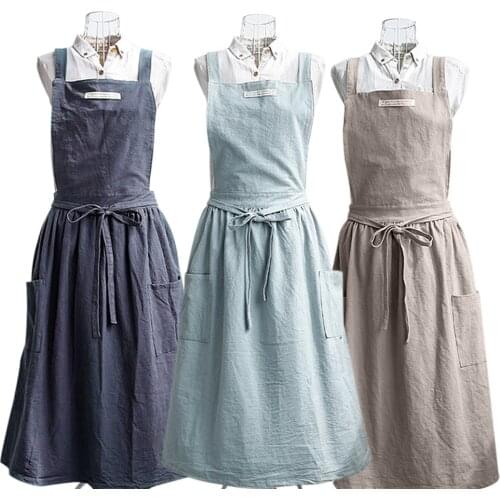 Nordic Simple Florist Apron Cotton Linen Coffee Shops Kitchen Aprons For Cooking Baking Restaurant Apron Kitchen Accessories