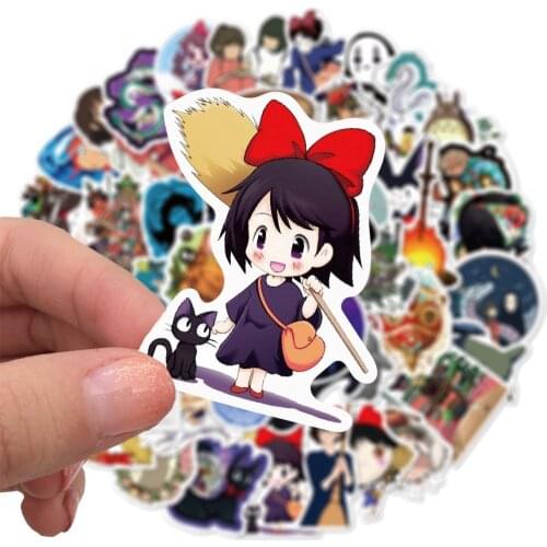 10/50PCS Cartoon Moive Anime Stickers Miyazaki Hayao Totoro Spirited Away No Face Man Princess Mononoke Stationery Stickers Kids