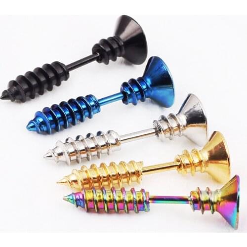 TIANCIFBYJS Wholesale Body Jewelry Stainless Steel Fake Plugs Stud Piercing Tragus Earring Helix Cartilage Plug Mix 5 Colors