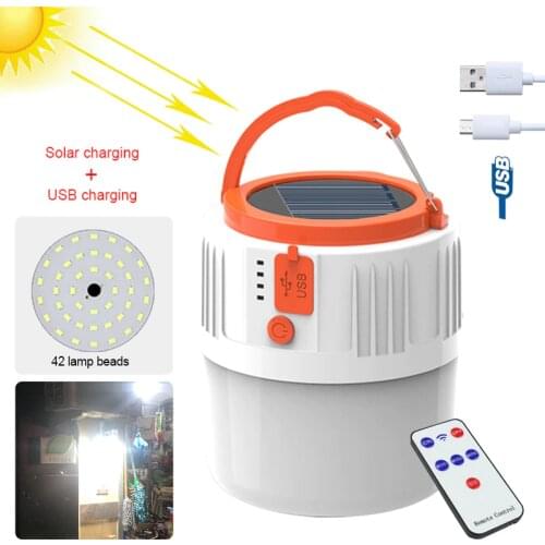 V66 Portable Lantern USB/Solar Charging Light 42W 42 Beads Night Market Tent Lamp Waterproof IP66 Emergency Mobile Camping Power