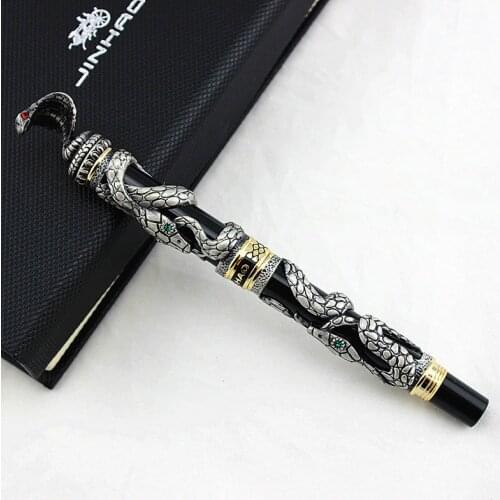 Jinhao Snake Vintage Rollerball Pen Gray Cobra 3D Pattern Texture Relief Sculpture Technology Noble Collection Gift Pen
