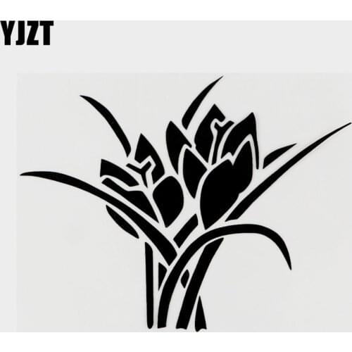 YJZT 14.4CM×11.2CM Beautiful Tulip Flower Vinyl Car Sticker Decals Black/Silver 18B-0031