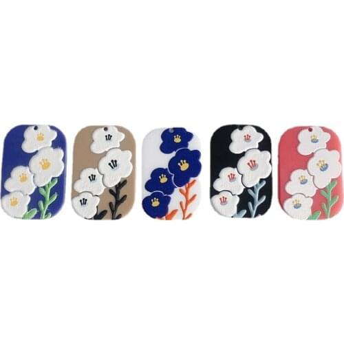 DIY Jewelry Findings Ornament Accessory Floral Resin Charms Geometry Shape Cute Flowers Painting Printing Pendants40*26mm 30pcs