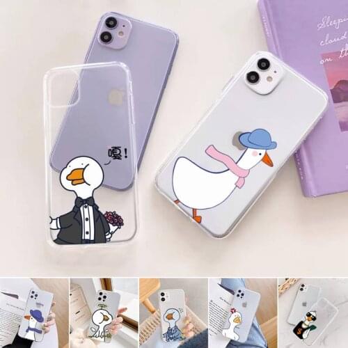 Funny Creative Animal Duck Phone Case For iphone 12 11 mini x xs xr pro max 8 7 6s 6 5 5s 5c se plus Transparent soft