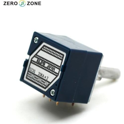 ZEROZONE 1pcs Japan ALPS 27 Type Blue Volume Potentiometer 2 X 20K Round Shaft