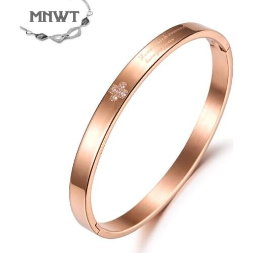 MNWT Ladies Round Retro Cross Bangle Ms. Titanium Steel Aolly Cufflinks Jewelry Ms Plated Rose Gold Gifts Pulseira Feminina