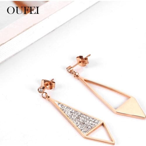 OUFEI Stainless Steel Jewelry Woman Vogue 2019 Charm Rose Gold Drop Earrings Fine Jewelry Accessories Earrings