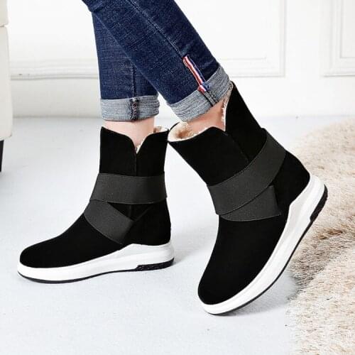 PXELENA women winter shoes womens Mid-Calf boots new Beige Gray Black fashion casual fashion flat warm woman snow boots Plush