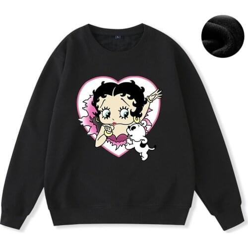Cartoon Print Womes Sweatshirt Large Size Loose Womens Hoodies Spring and Autumn Thicken Warm Pullover New Long Sleeve Hoodie