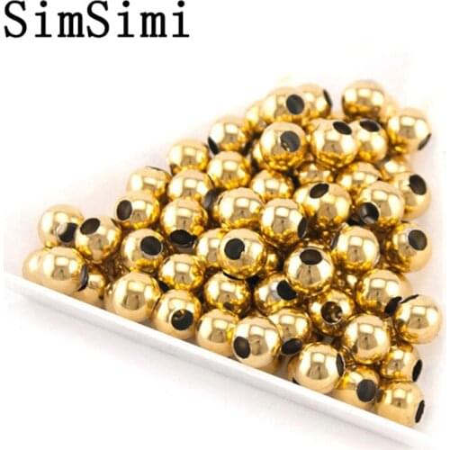 Gold Color Hollow Beads Necklace Pendant Jewelry Finding Stainless Steel Cheap High Quality Wholesale 100pcs