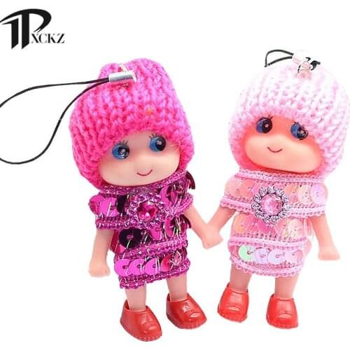 1PC Mini Doll Key Chain Pendant for Girl Best Toy Gift Accessories Confused Cute Doll Keyring Phone Charm Ornament