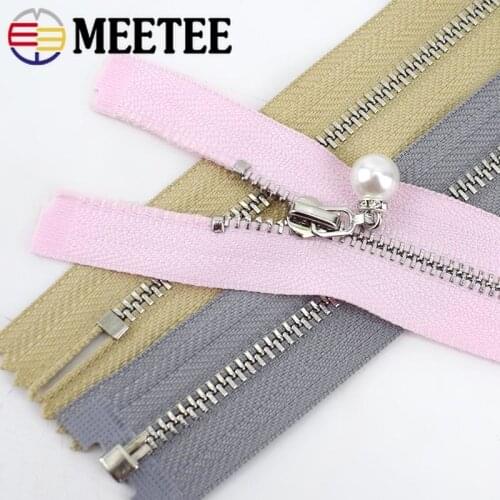 2pcs 15/18/20/25/30cm Close-end Metal Zippers Open-End 40/50/60/70cm 3# Sewing Zips Pearl Slider Garment Shoes Tailor Accessory