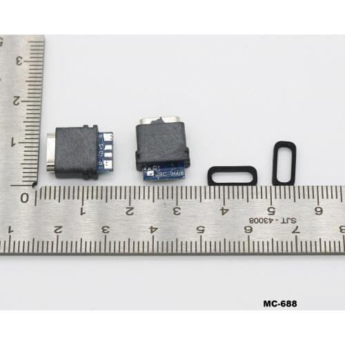 ChengHaoRan 1PCS USB Type C Type-C 16PIN 5A With Board Welding Wire Type Female Seat with Waterproof Ring IPX7