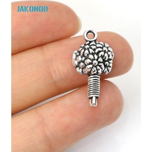 40PCS Tibetan Silver Plated Flower Charm Pendant Making Necklace Bracelet Jewelry Accessories DIY 22x12mm