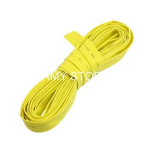 5M 10mm Dia Yellow Polyolefin Heat Shrinking Shrinkable Tubing Tubes
