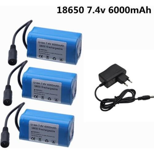 7.4V 6000mah battery with charger for T188 T888 2011-5 RC Fish Finder Fishing Bait Boat Parts 7.4V 2s rechargeable Lipo battery