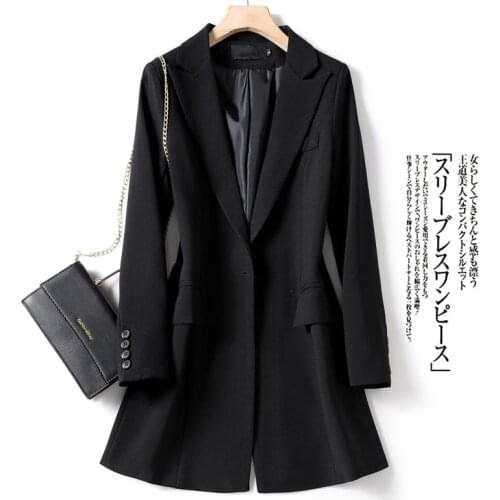 Black Blazer Women Korean Jacket 2021 New Spring Autumn Long Style Hot Sale Full Sleeve Professional Suit All-Match Top ZH447