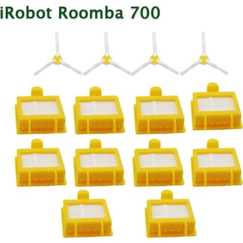 14Pcs/lot for iRobot Roomba 700 760 770 780 Series Vacuum Cleaners Parts Side Brush Bristle Flexible Beater Brush Hepa filter