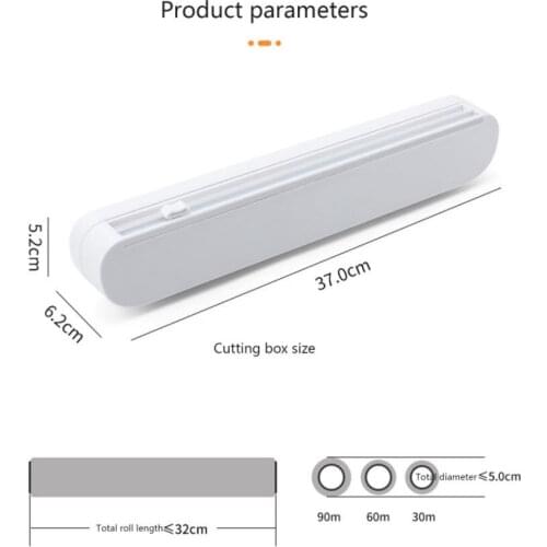 Plastic Wrap Dispenser with Cutter Household Portable Plastic Slicer for Preservative Film White