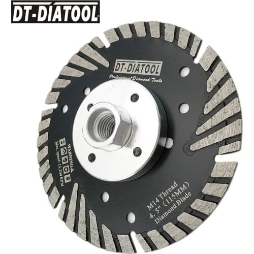 DT-DIATOOL 4.5"/115mm Diamond turbo Wheel Slant Protection Teeth Saw Blade Cutting Disc for Granite Marble M14 or 5/8-11 thread