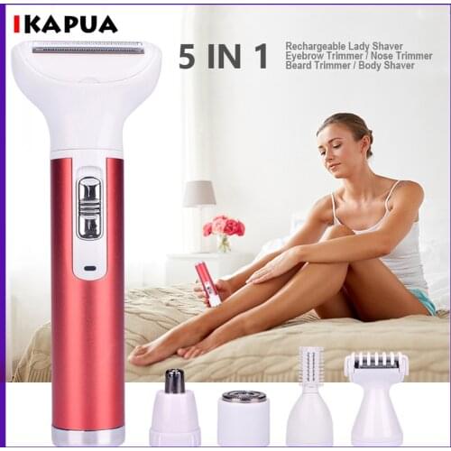 5 in 1 Women Electric Epilator Bikini Eyebrow Nose Lady Trimmer Facial Hair Removal Face Body Painless Female Shaver Depilator